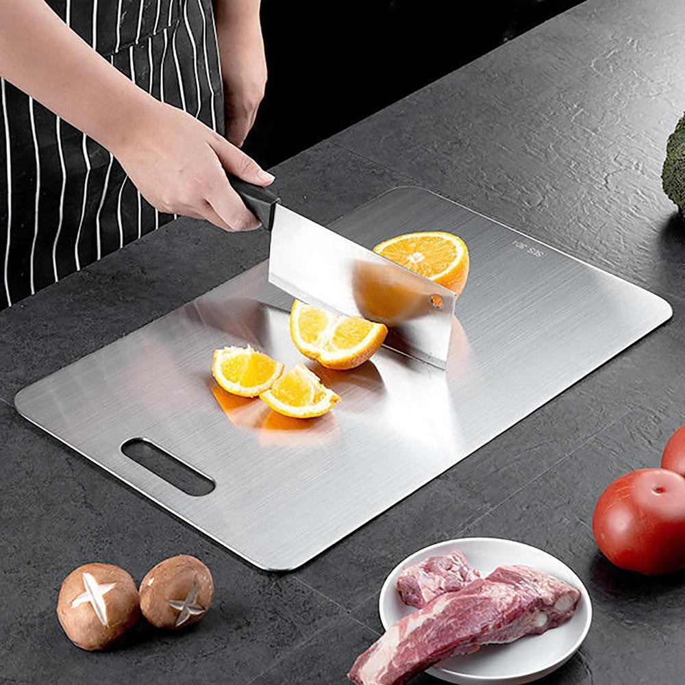 Tablas de cortar de titanio para cocina, tabla de acero inoxidable 304, doble ca