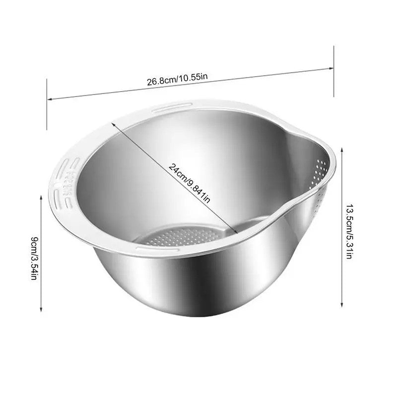 Cuenco colador para lavadora de arroz, cuenco para lavado de arroz de acero inox
