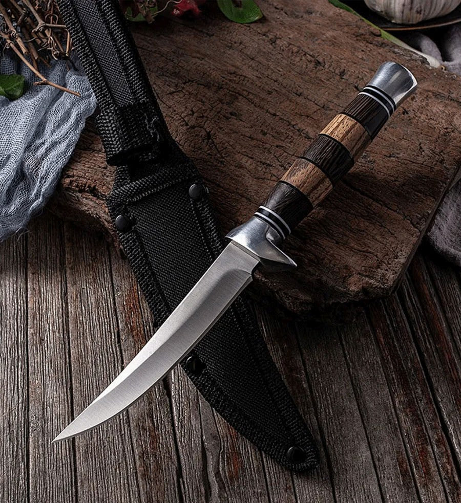 Cuchillo Sashime, cuchillo para filetear pescado, mango de madera, cuchillos de