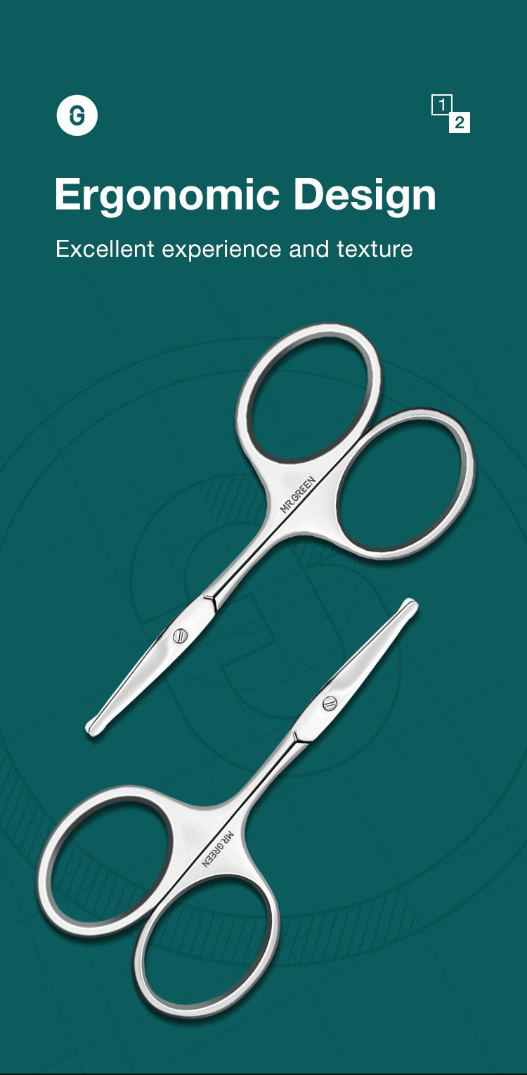 MR.GREEN-Tijeras para el vello facial, profesionales redondeadas, de acero inoxi