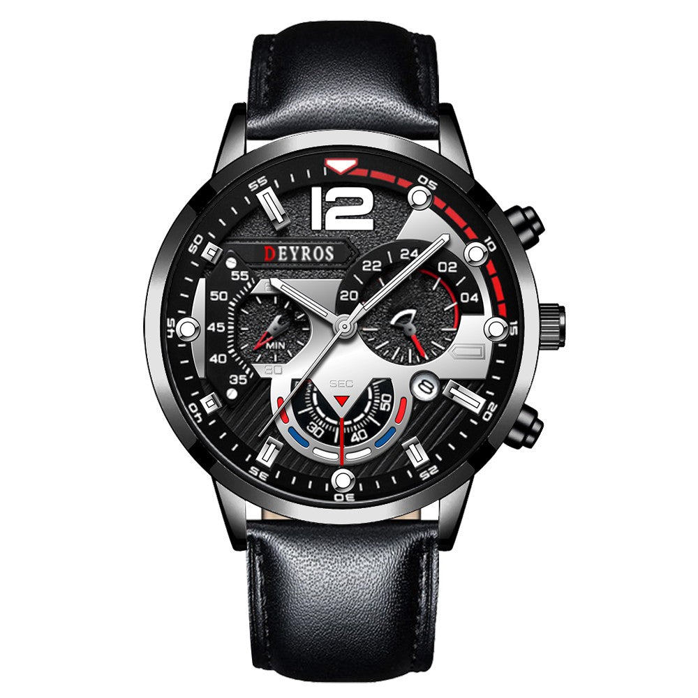 Reloj hombre Reloj de pulsera de cuarzo de acero inoxidable para hombre, cronógr