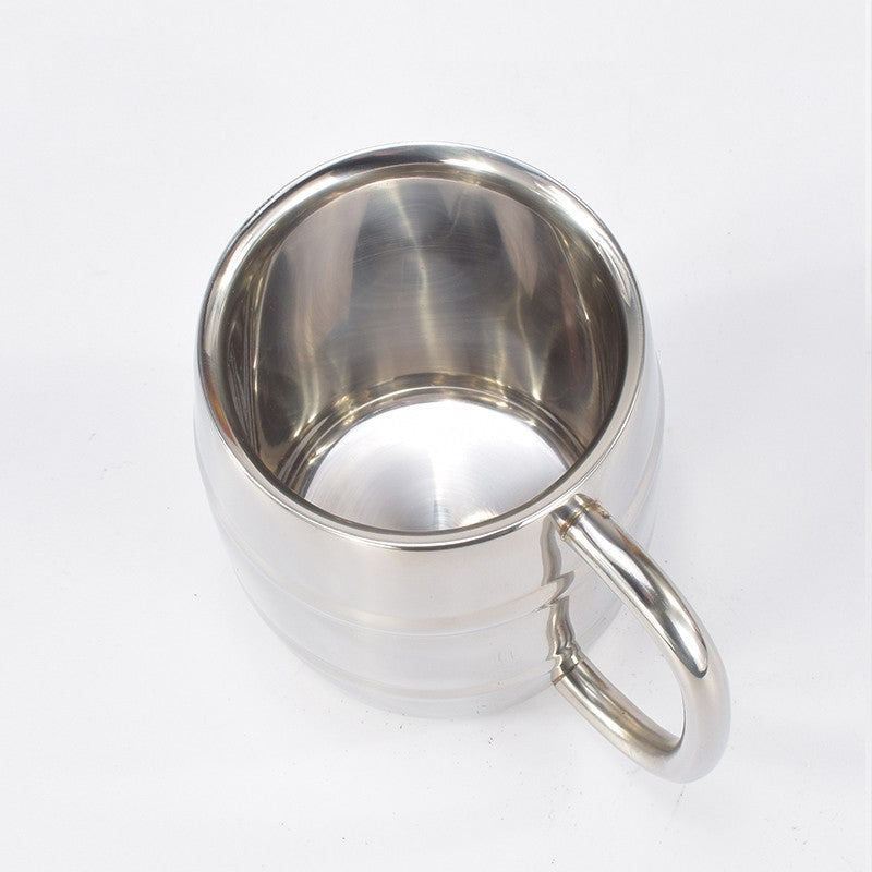 Taza de cerveza doble de acero inoxidable de 500/450 ml, taza de café occidental