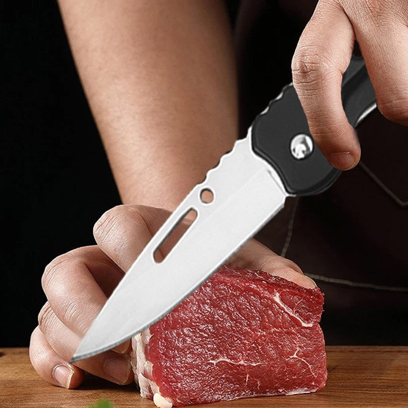 Cuchillo de fruta plegable, cuchillo de bolsillo de acero inoxidable con llavero