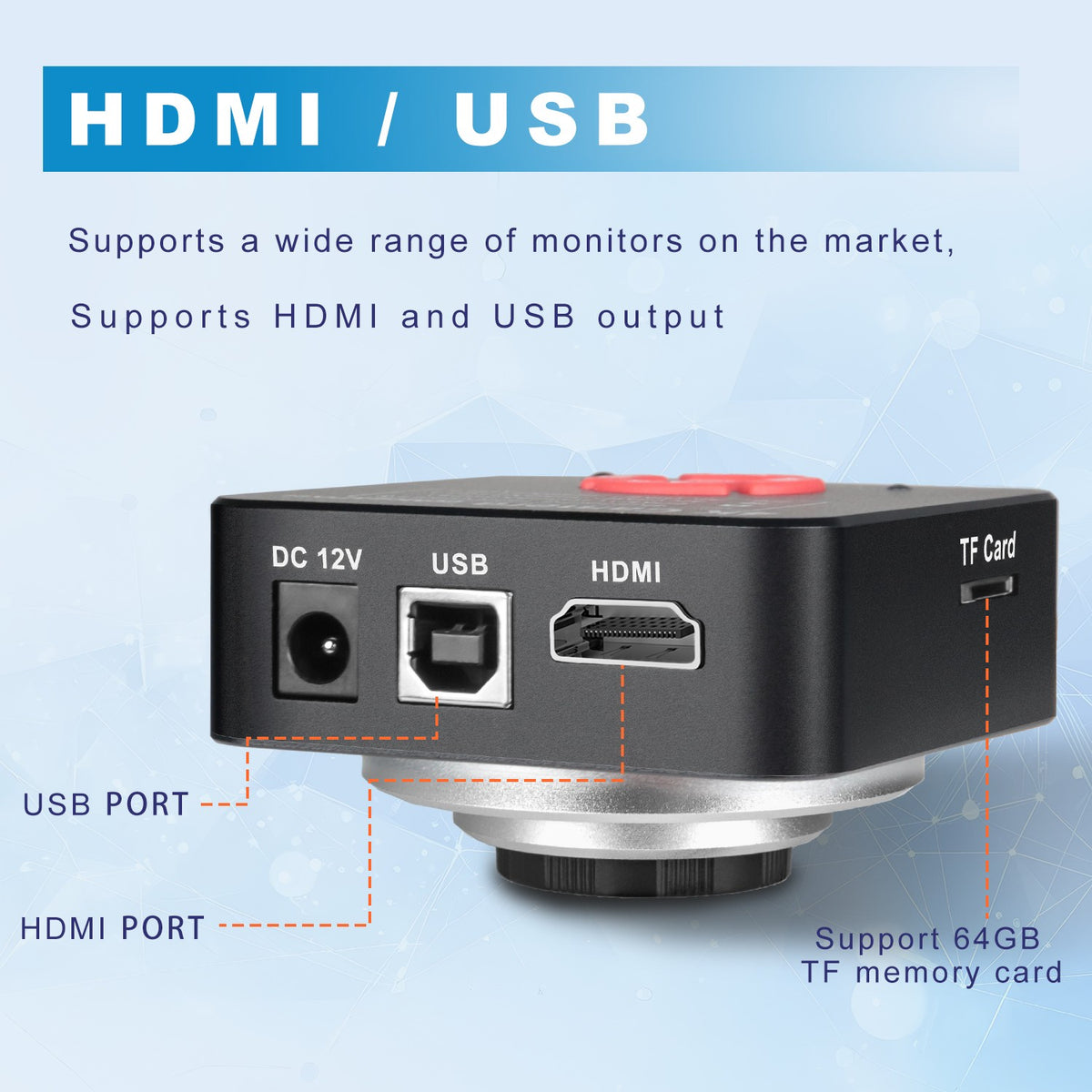 Microscopio Digital con Soporte Reforzado, Microscopio 4K HDMI USB TYPE-C, Cámar