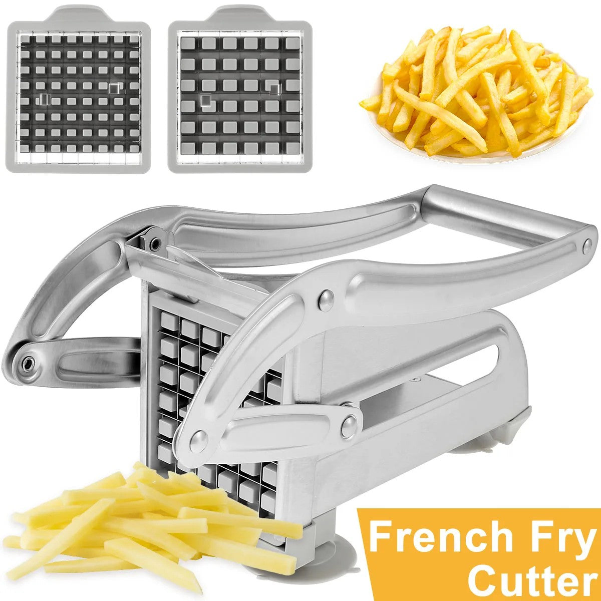 Cortador Manual de patatas de acero inoxidable, rebanador de patatas fritas, máq