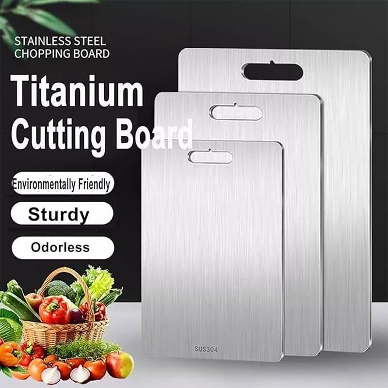 Tablas de cortar de titanio para cocina, tabla de acero inoxidable 304, doble ca
