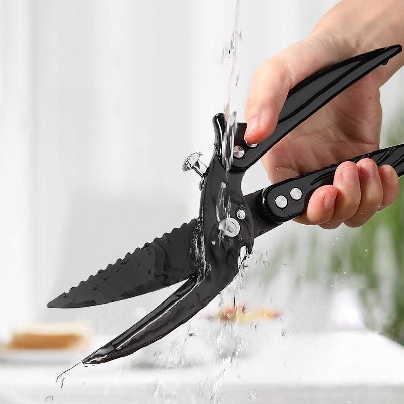Tijeras de cocina de titanio negro, tijeras fuertes de acero inoxidable para hue