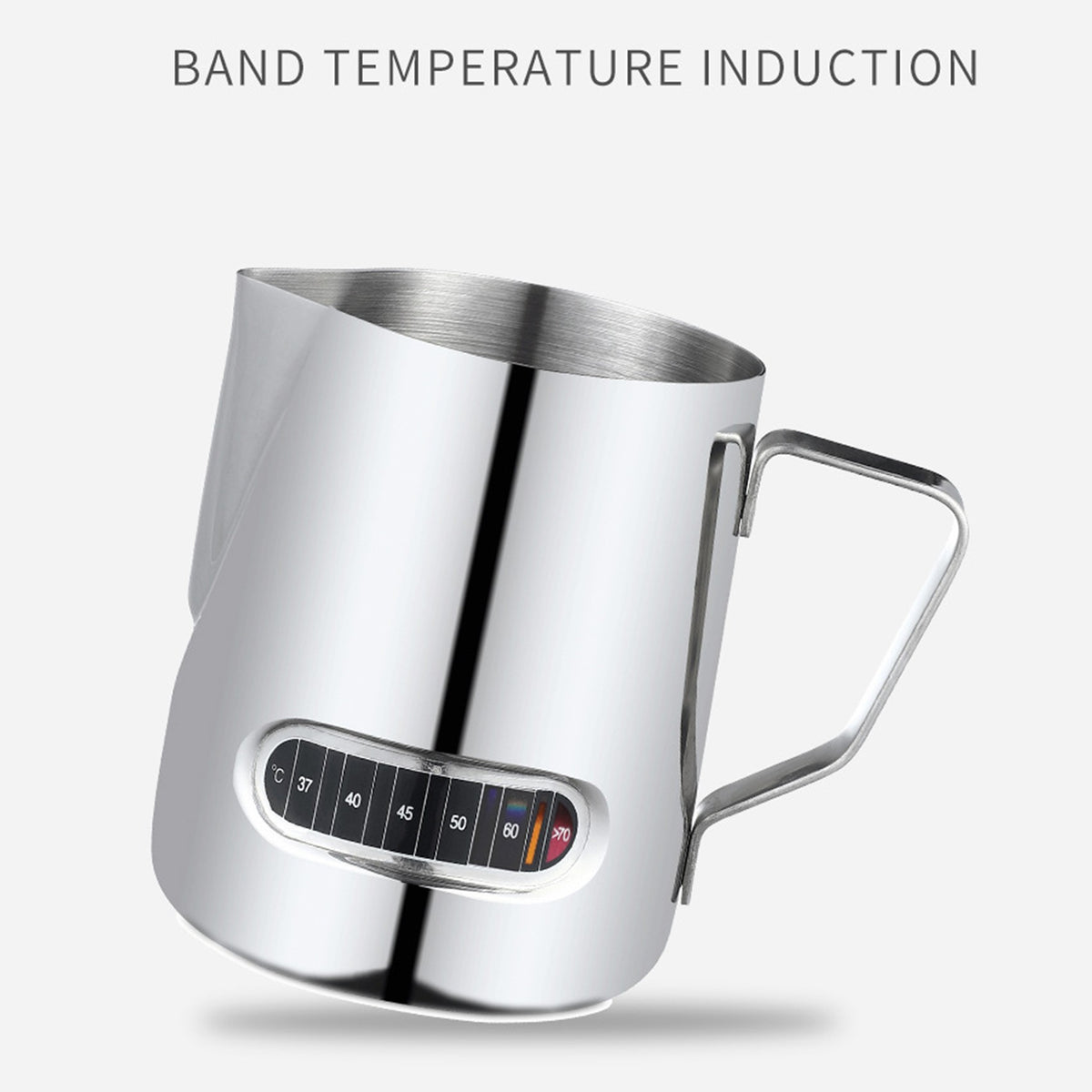 Jarra para espumar leche de 12/20oz, pantalla de temperatura de 350/600ML, jarra