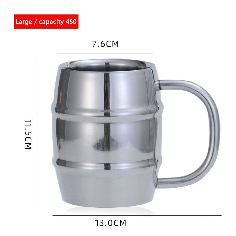 Taza de cerveza doble de acero inoxidable de 500/450 ml, taza de café occidental