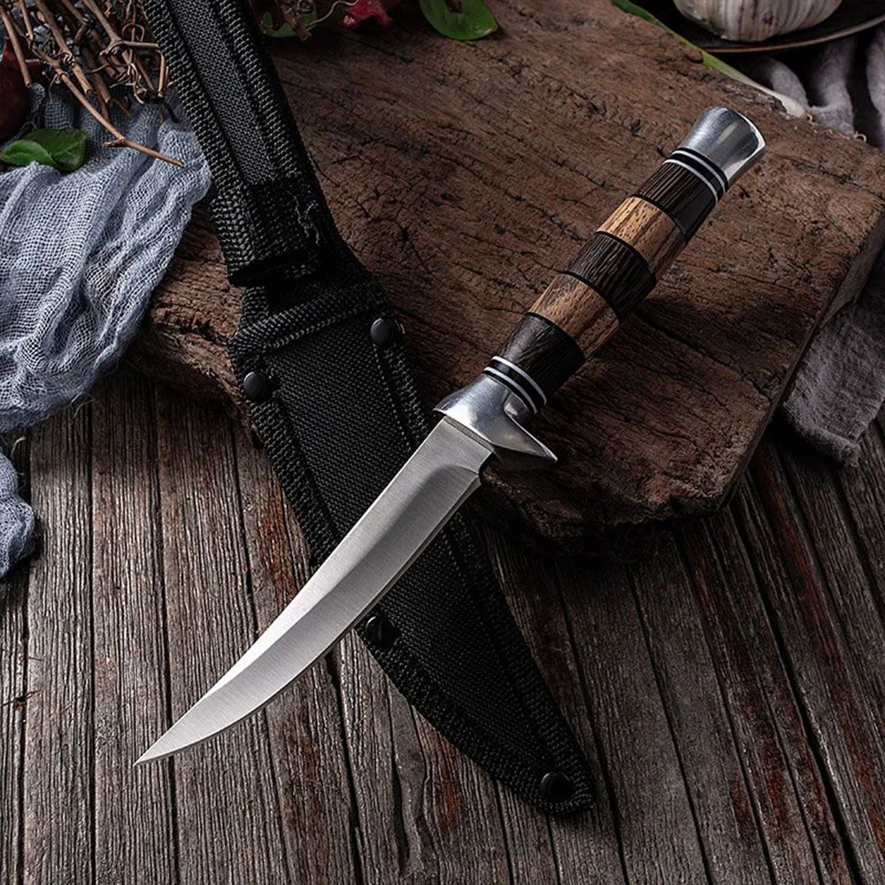 Cuchillo Sashime, cuchillo para filetear pescado, mango de madera, cuchillos de