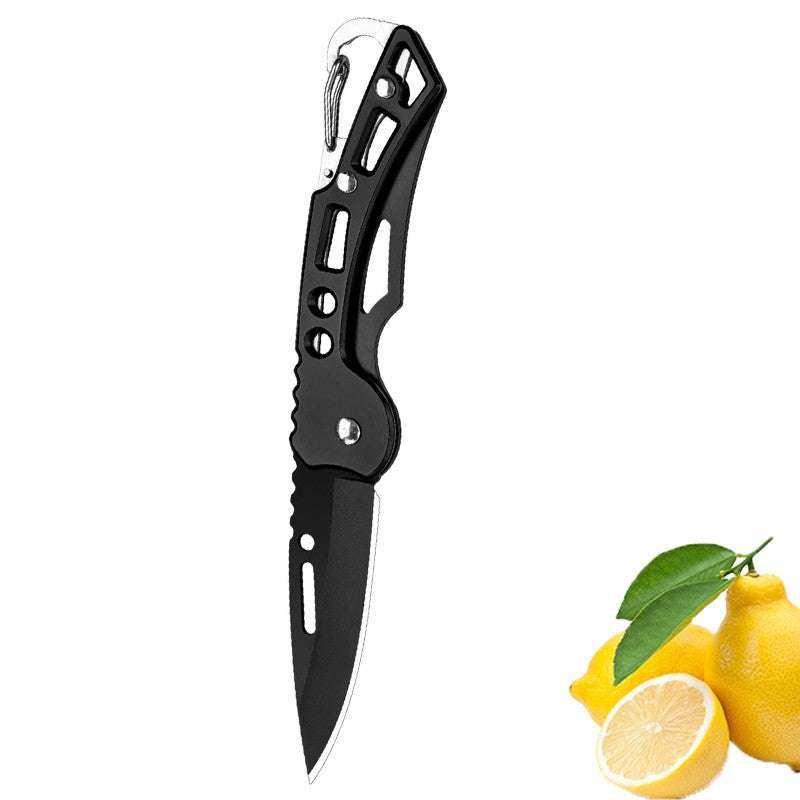 Cuchillo de fruta plegable, cuchillo de bolsillo de acero inoxidable con llavero