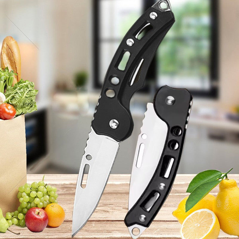 Cuchillo de fruta plegable, cuchillo de bolsillo de acero inoxidable con llavero