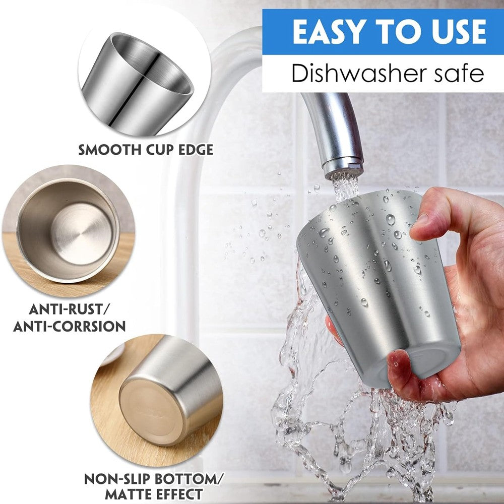 Tazas para beber de Metal de acero inoxidable 304, 4 Uds., tazas de café, doble