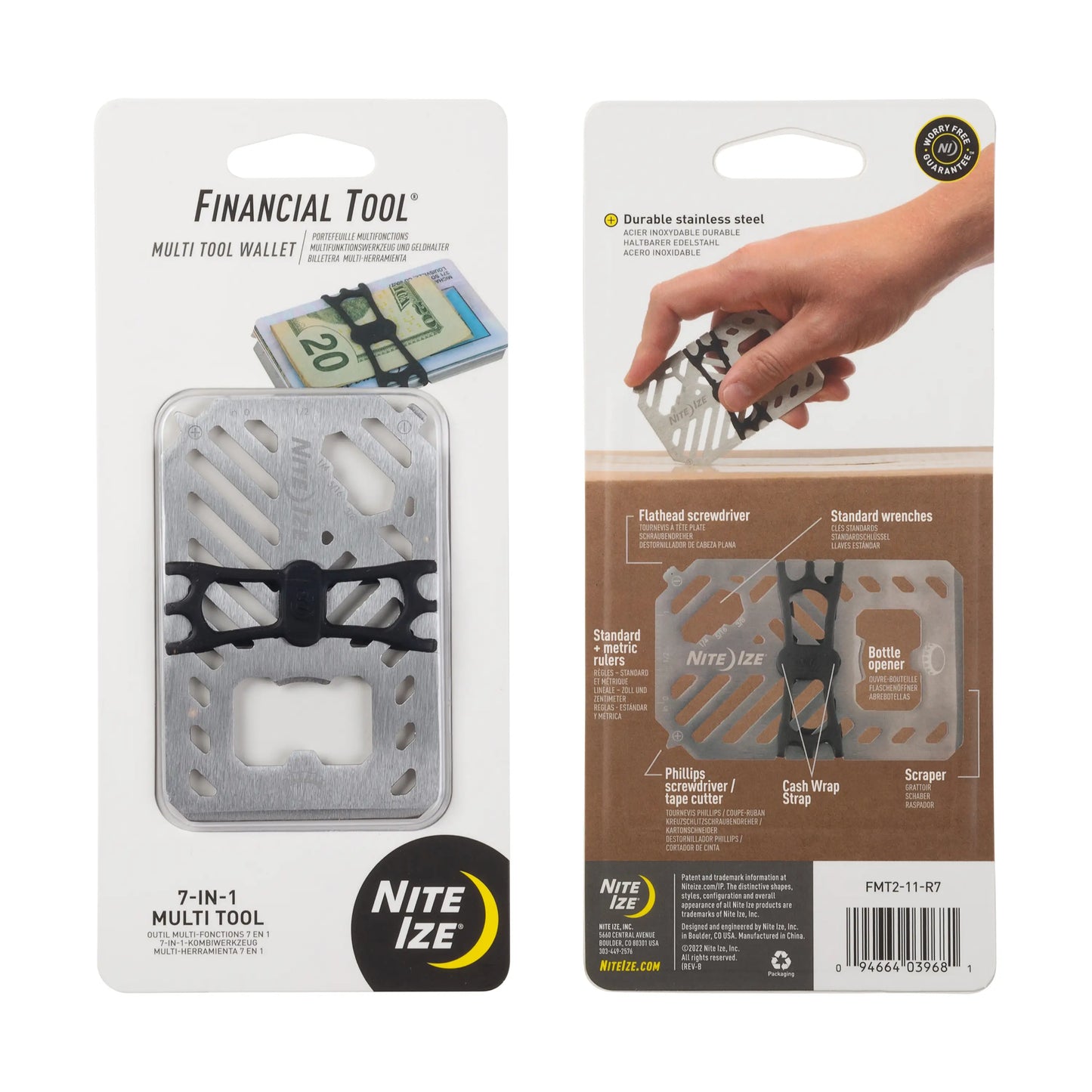 NITE IZE Billetera Financiera Rfid Blocking Multiherramienta Negra.