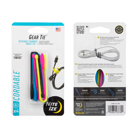Nite Ize Tiras Amarre Gear Tie Cordable Twist Tie 6in 4pack Variado