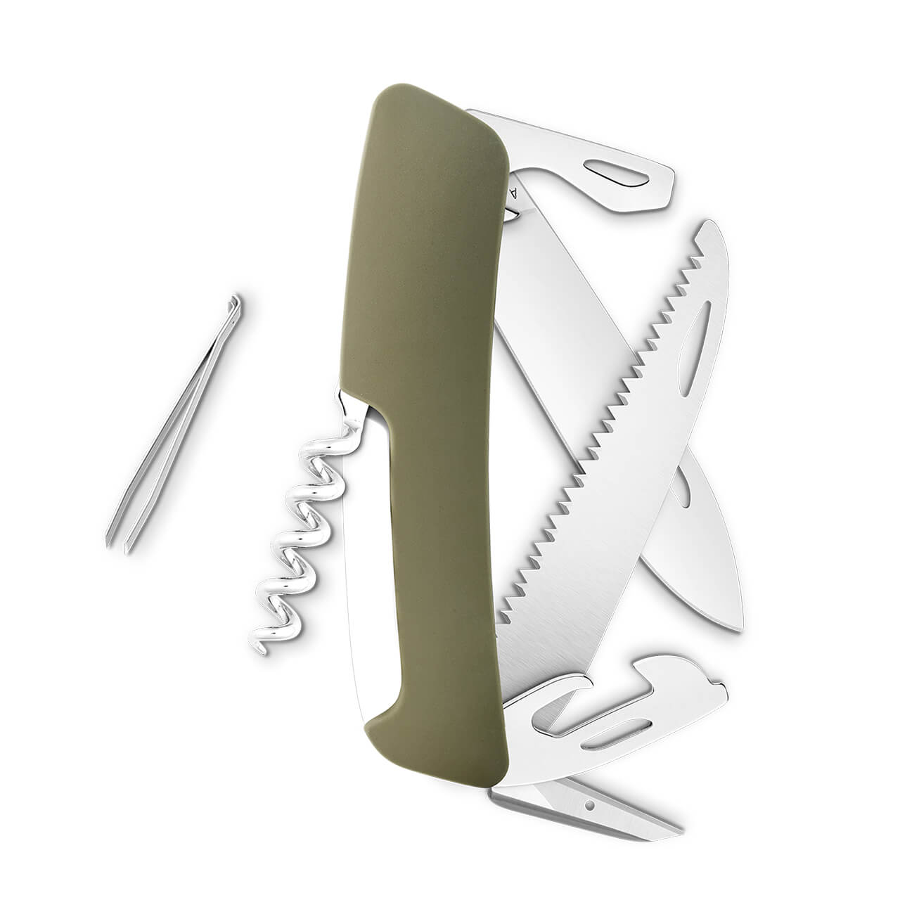 SWIZA DEER Standard Hunting D05, 12 - Funciones Verde Olivo Hecho en Suiza.