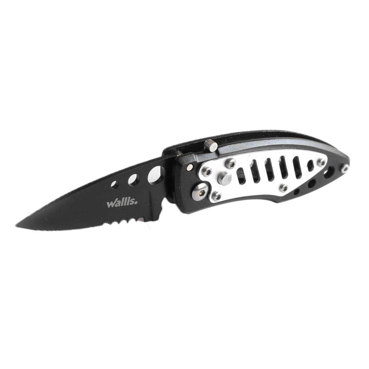 WALLIS Navaja Pocket-Mini De Bloqueo Metal Negro Con Plateado