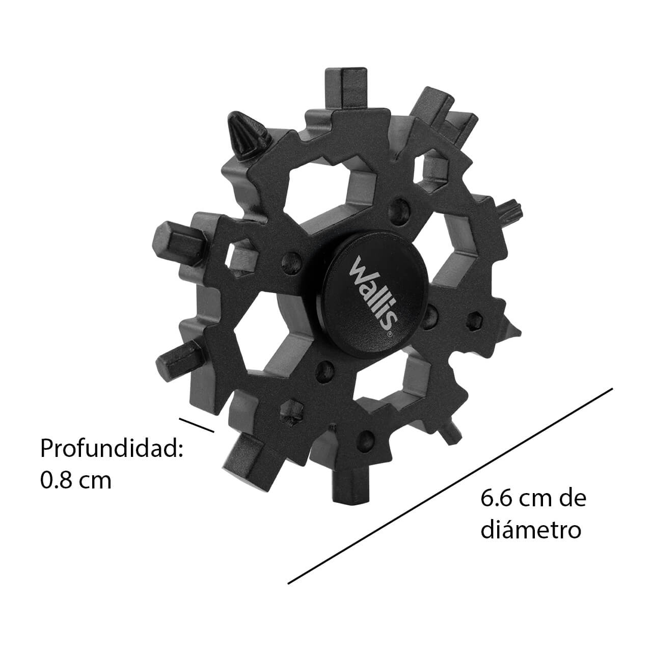 WALLIS Multiherramienta Universal Portátil, 22 Usos, Acero Inoxidable Negro.