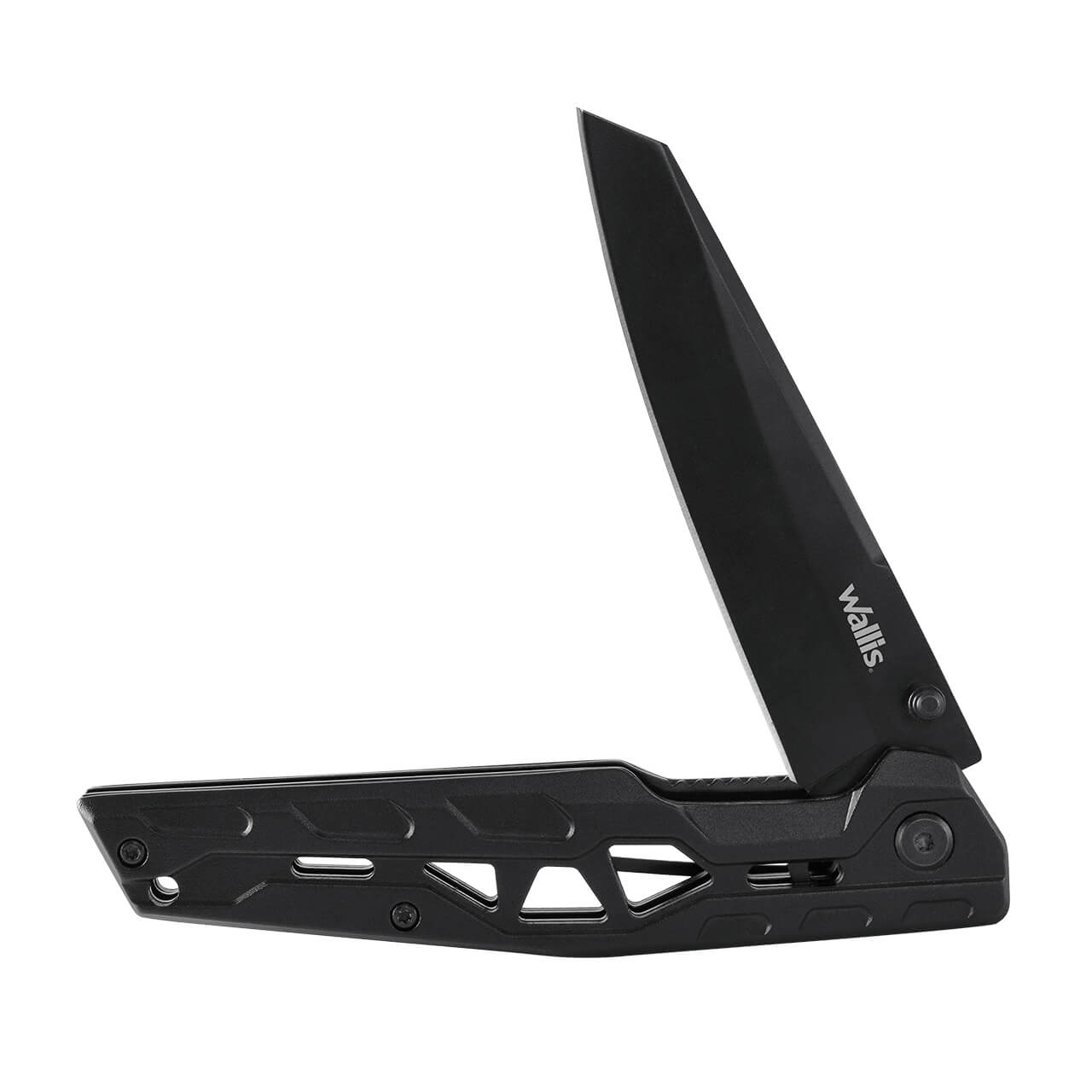 WALLIS Navaja de Bloqueo con Mango de Aluminio Negro con Clip Acero Inoxidable.