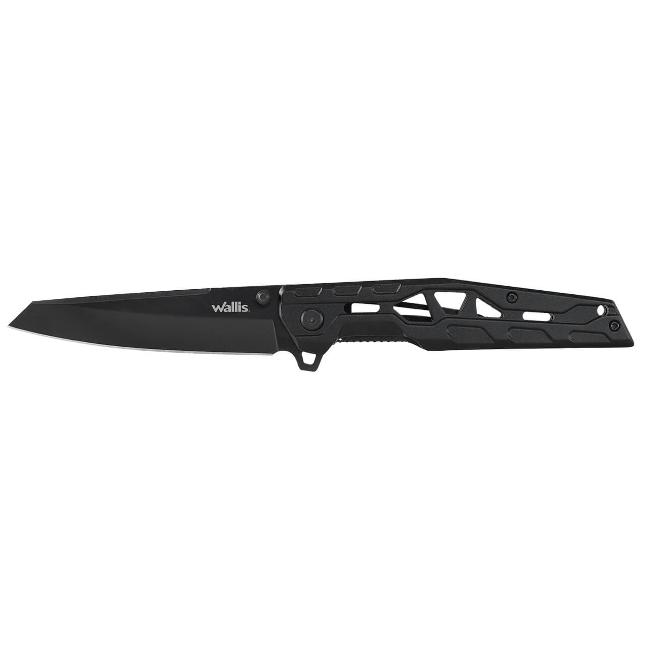 WALLIS Navaja de Bloqueo con Mango de Aluminio Negro con Clip Acero Inoxidable.