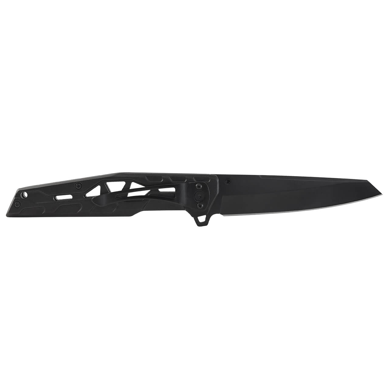 WALLIS Navaja de Bloqueo con Mango de Aluminio Negro con Clip Acero Inoxidable.
