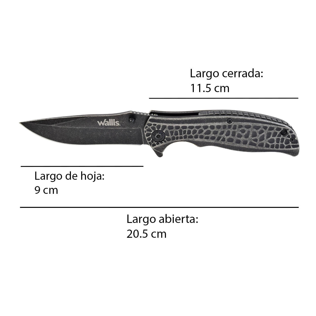 WALLIS Navaja de Bloqueo con ABS Gris Tipo Metalcruch.