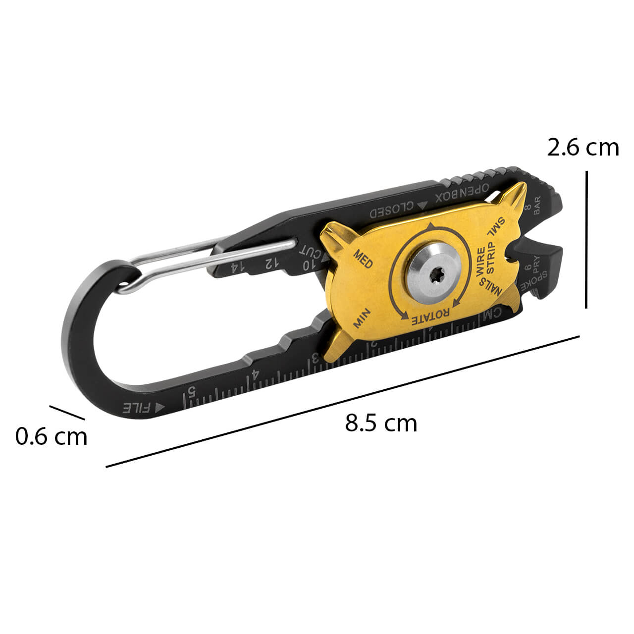 WALLIS Multiherramienta c/Mosquetón 18 Usos Acero Inoxidable Rotador Chapeado