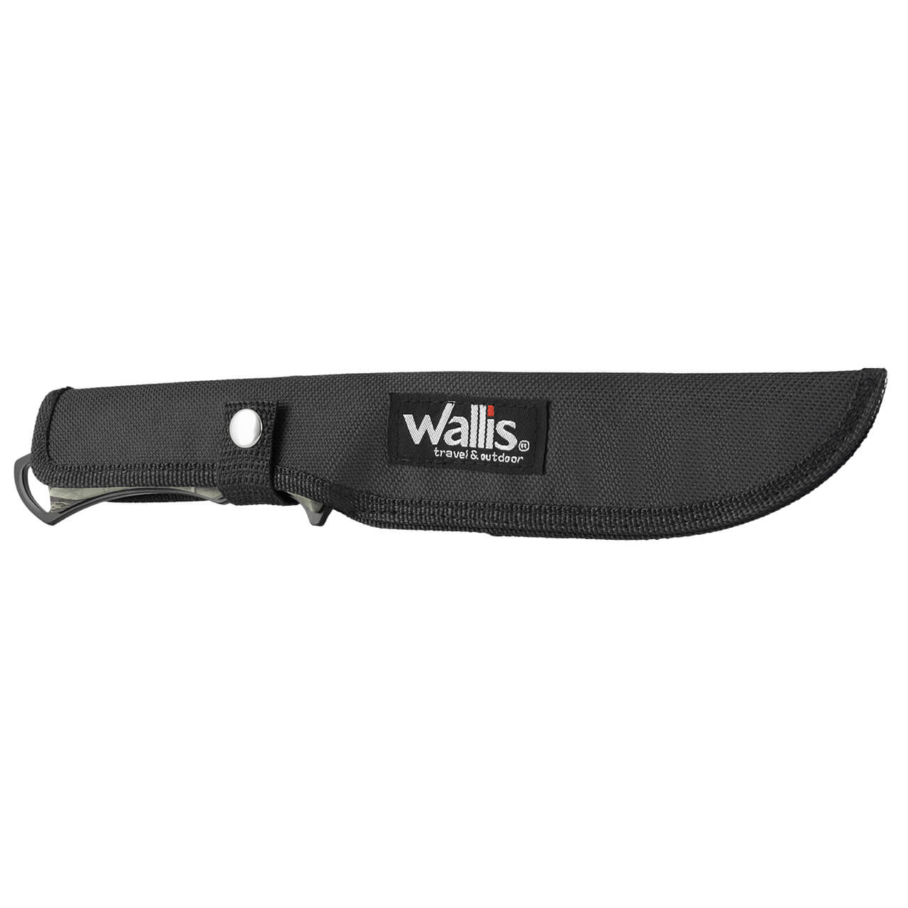Wallis Cuchillo de Monte con Funda, Acero Inoxidable Negroy Mango Camuflaje.