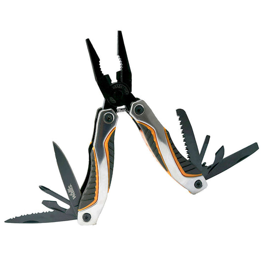WALLIS Multiherramienta 13 Usos, Mango Metal Con PVC Naranja/Negro Acero Inoxidable.