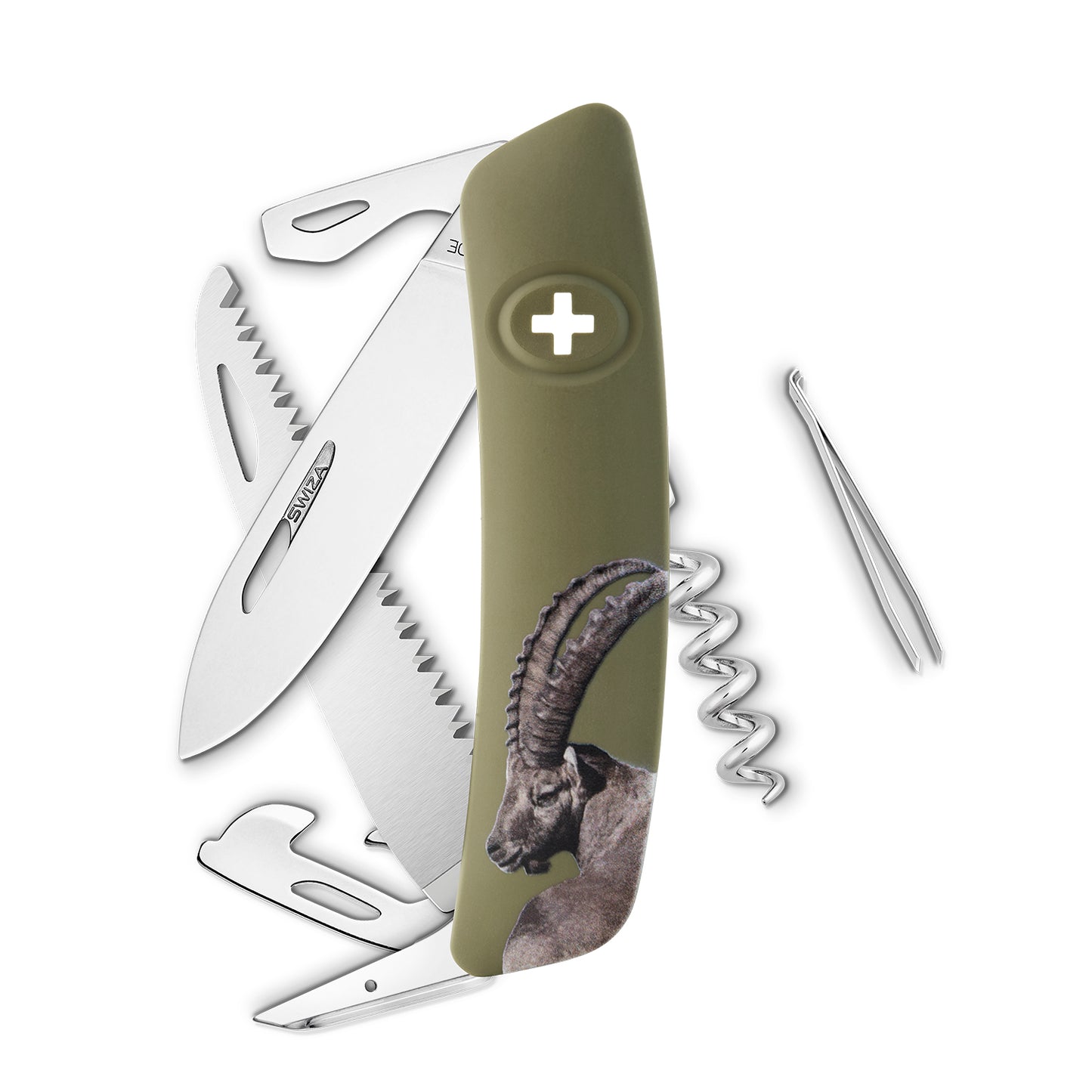 SWIZA INBEX - Standard Hunting D05, 12 - Funciones Verde Olivo Hecho en Suiza.
