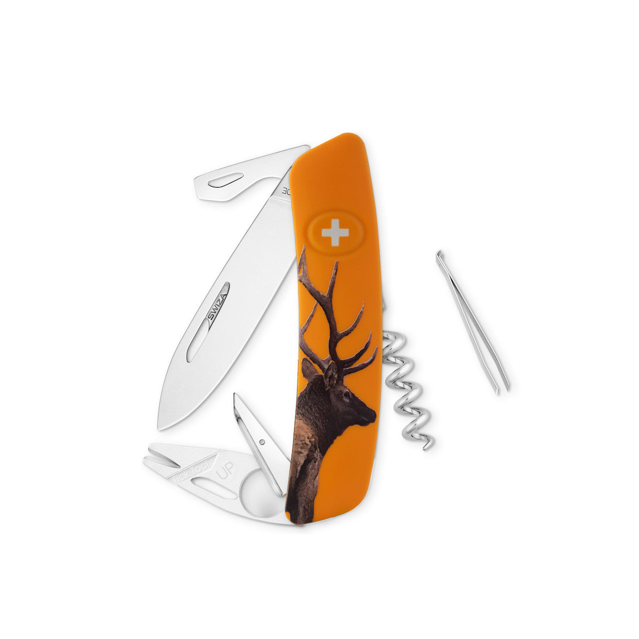 SWIZA BULL ELK TT03, 11 - Fuciones Naranja. Hecho en Suiza.