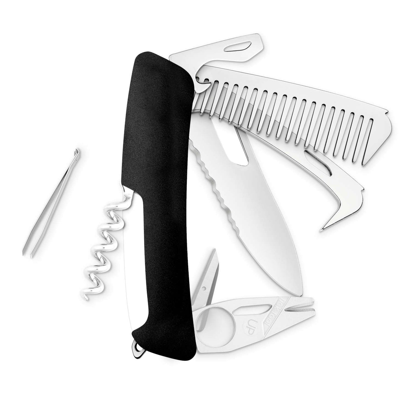 SWIZA Original Single Hand SH09 TR-HTT Wavy Edge, 14 - Usos Negro Hecho en Suiza.