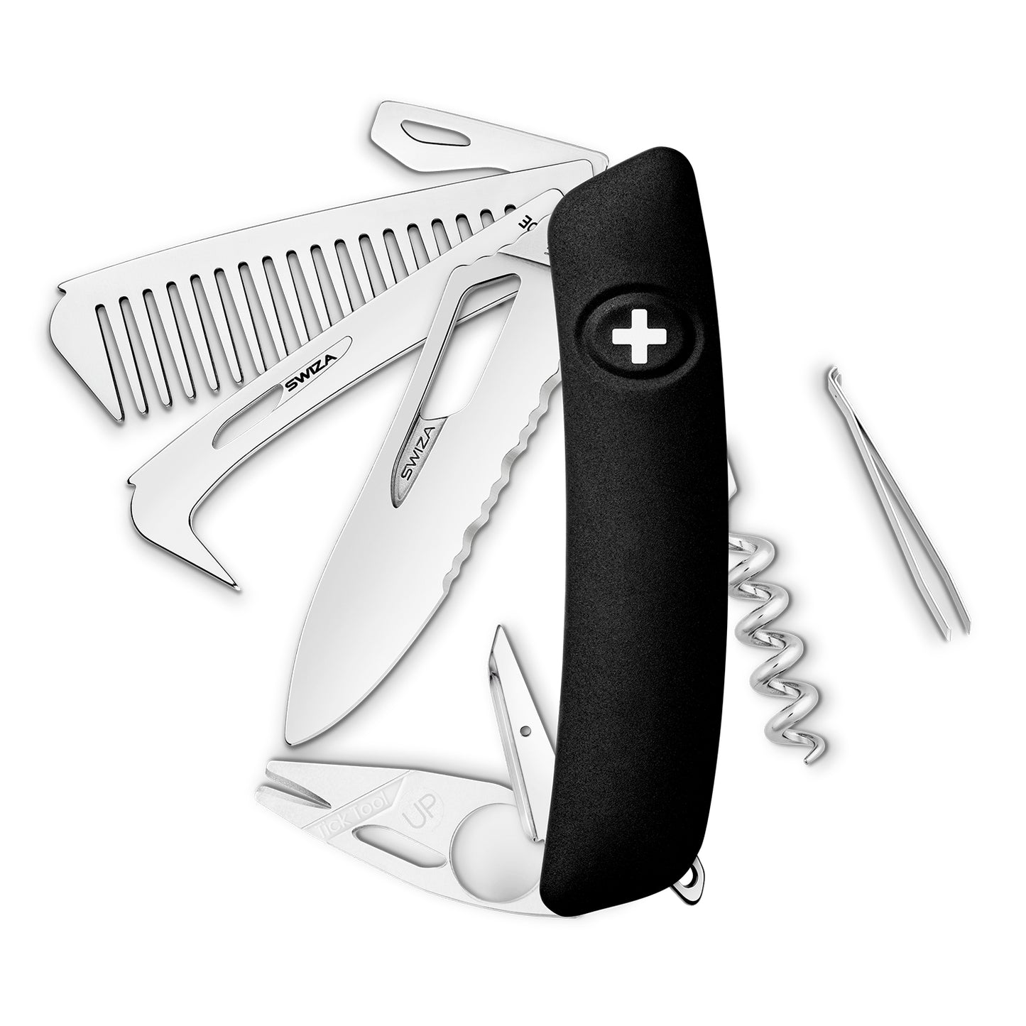 SWIZA Original Single Hand SH09 TR-HTT Wavy Edge, 14 - Usos Negro Hecho en Suiza.