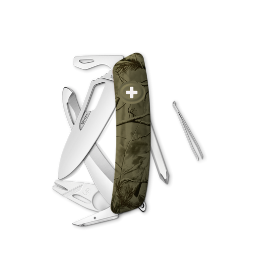 SWIZA Hunter SH06 TR-Hutt, 13 - Funciones. Verde Camo Bosque Hecho en Suiza.
