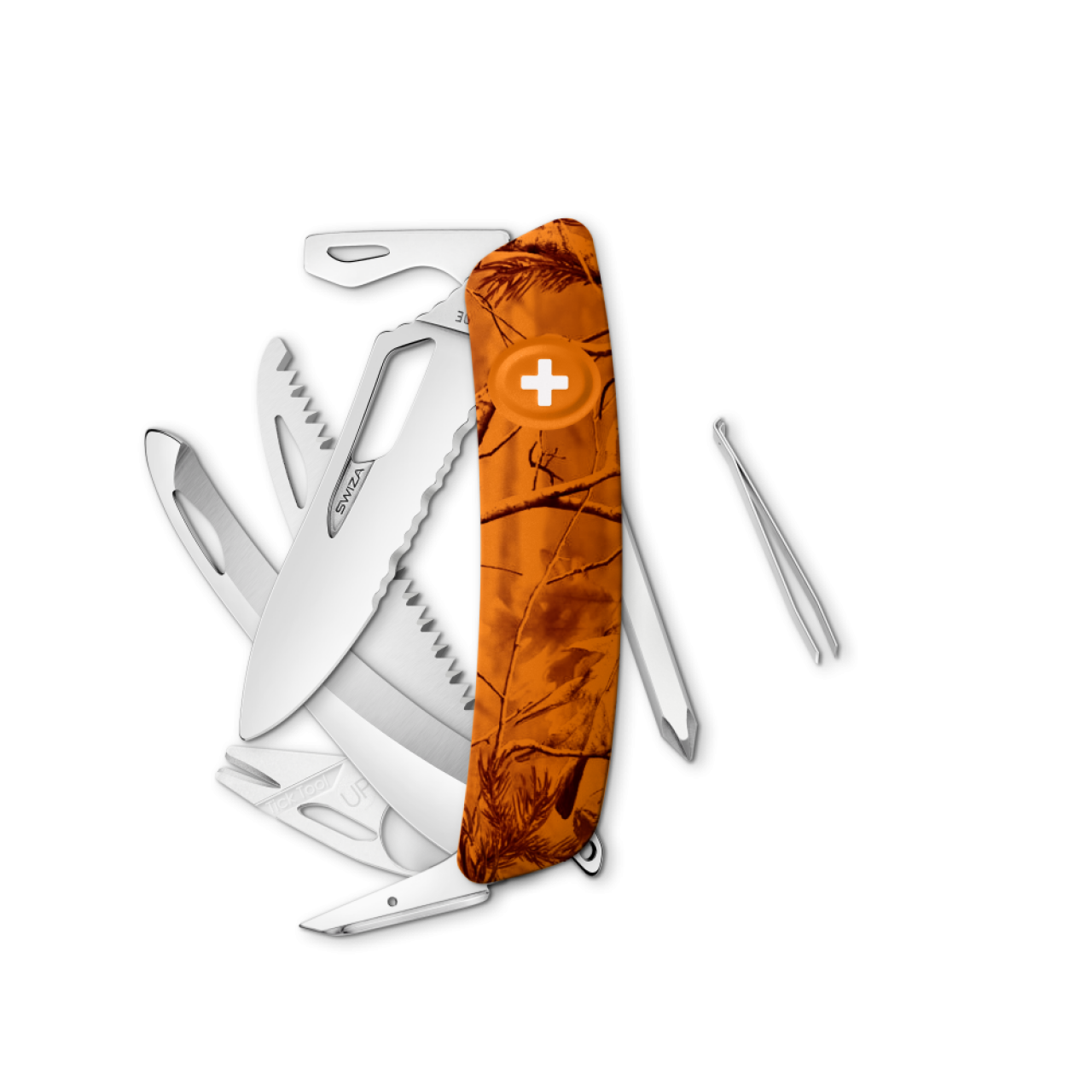 Swiza Hunter + Saw Sh10 Tr-hutt, 14 Funciones Camo Naranja Hacho en Suiza.