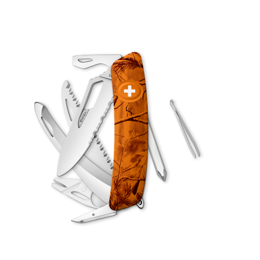 Swiza Hunter + Saw Sh10 Tr-hutt, 14 Funciones Camo Naranja Hacho en Suiza.