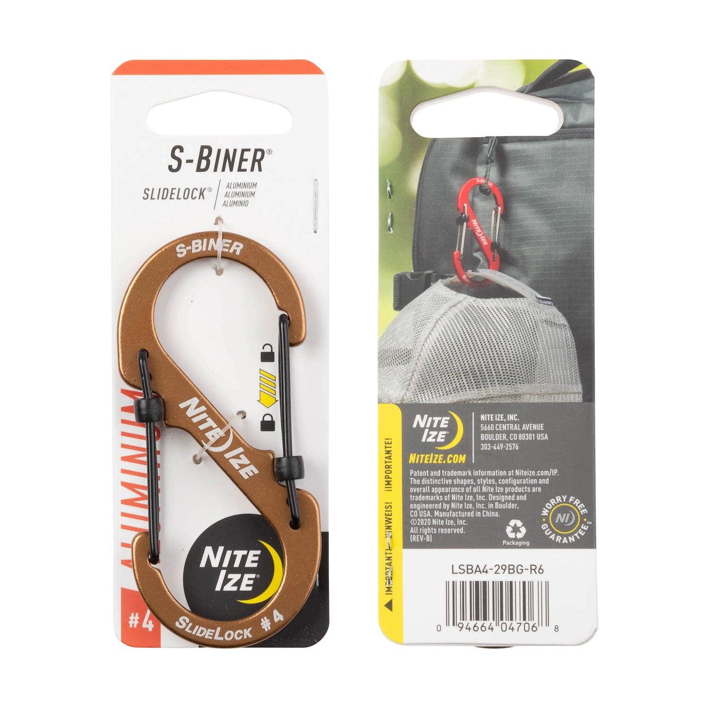 Nite Ize S-biner® Slidelock® Aluminio Coyote #4 USA.