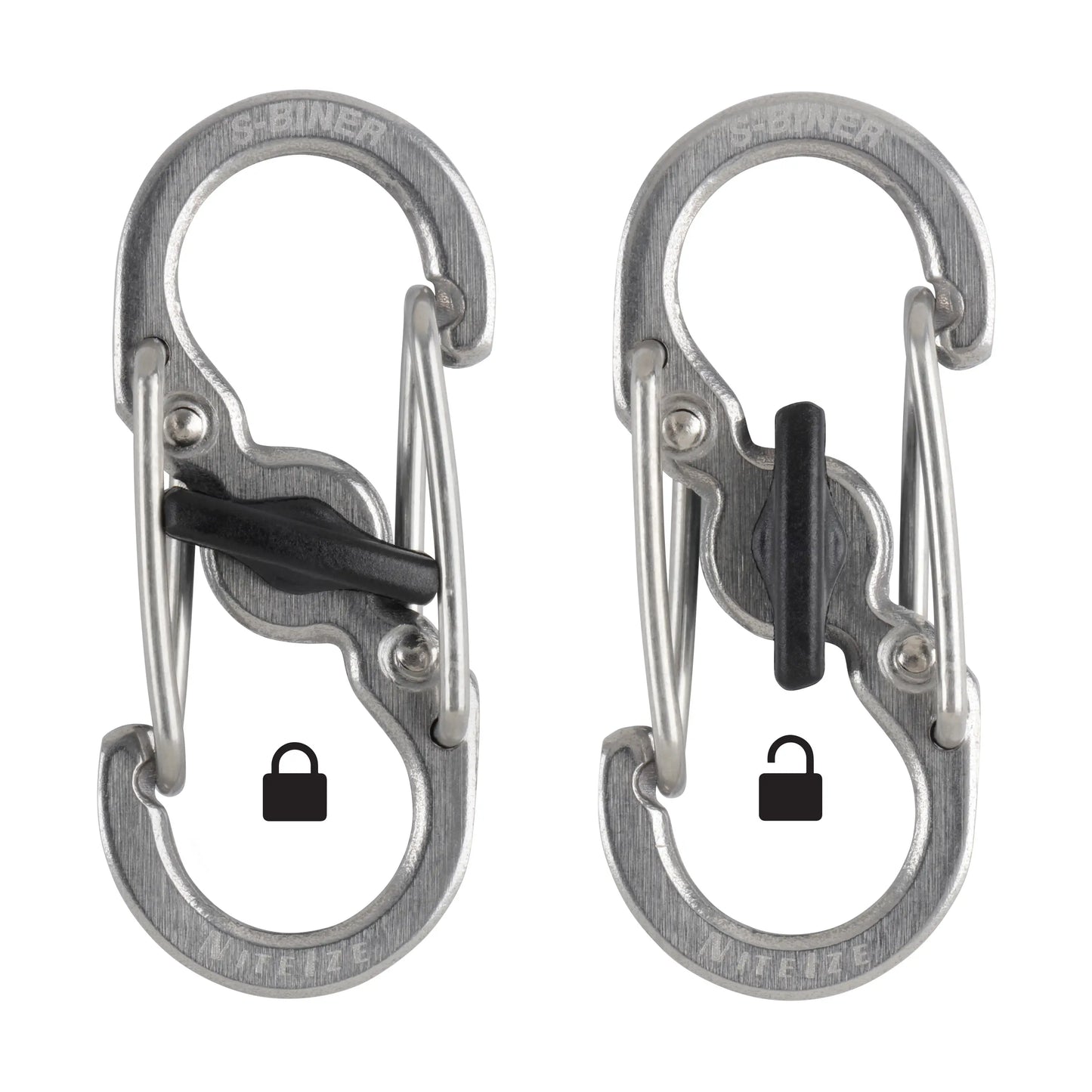 Nite Ize Pack 5. S-Biner® Microlock® Acero Inoxidable Negro Hecho en USA.