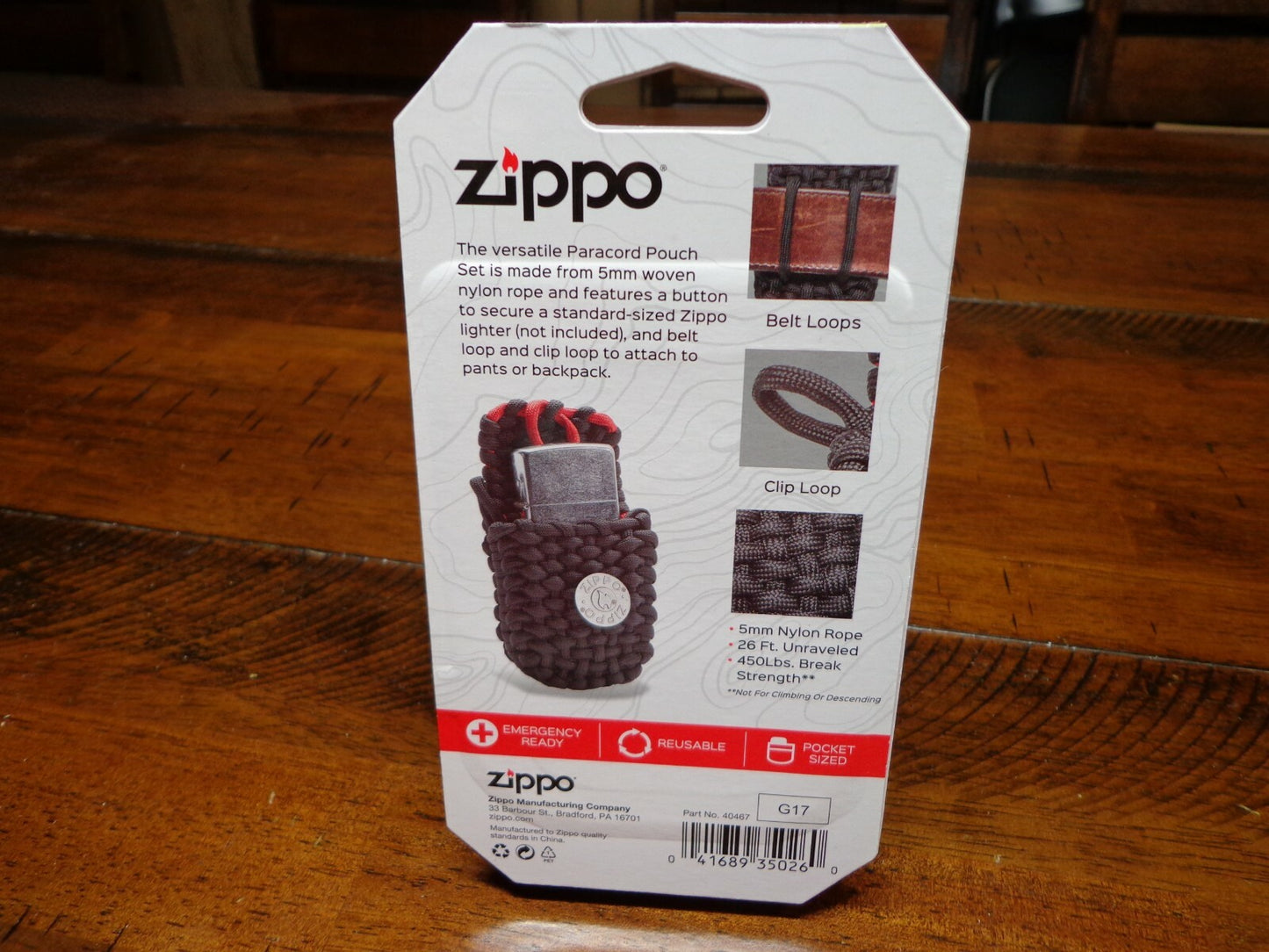 Funda Zippo Naylon Paracord Con Presilla Cinturon U S A