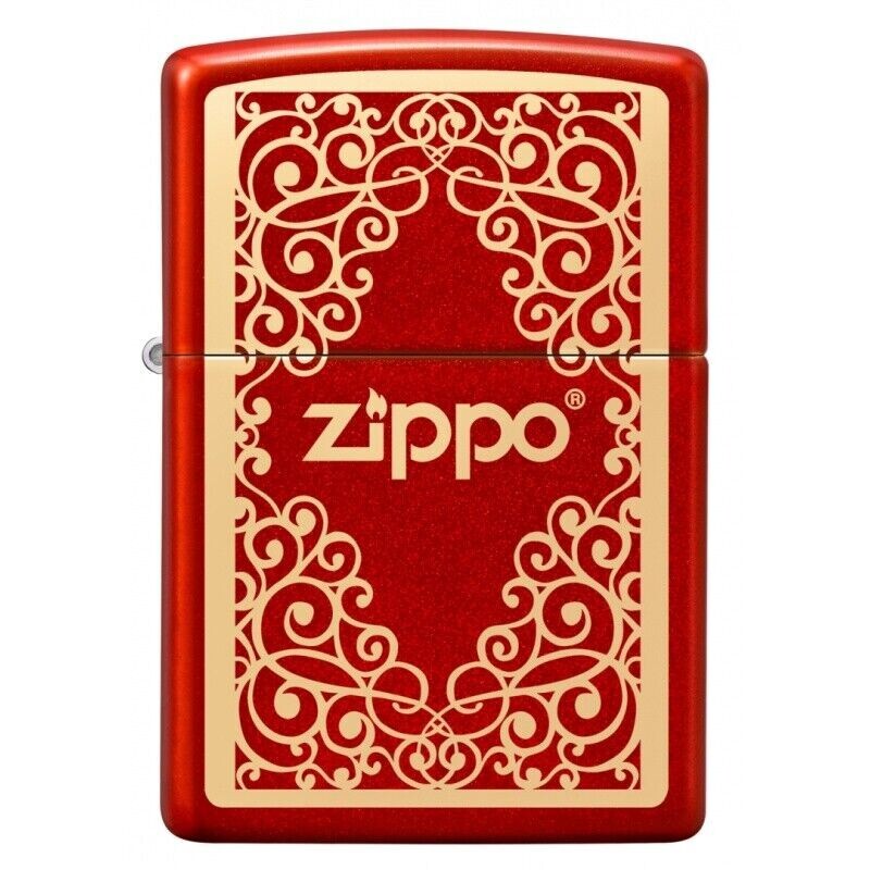 Encendedor Zippo De Chispa Recargable Rojo Grabado Laser