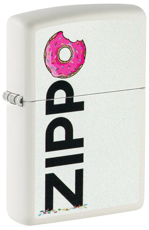 Zippo Blanco Diseño Rosquilla Mordida, 100% U S A