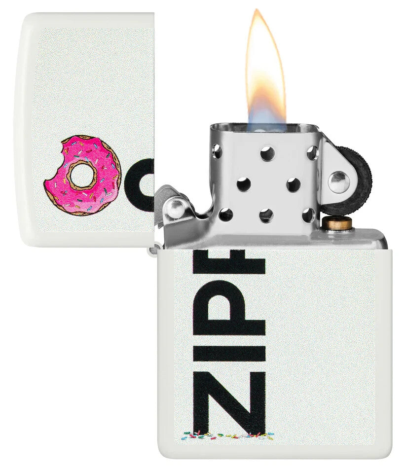 Zippo Blanco Diseño Rosquilla Mordida, 100% U S A