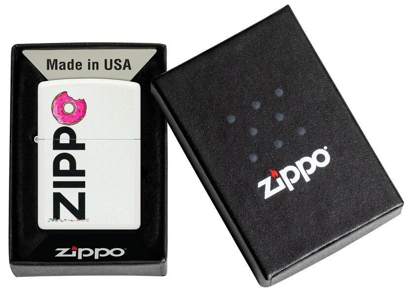 Zippo Blanco Diseño Rosquilla Mordida, 100% U S A