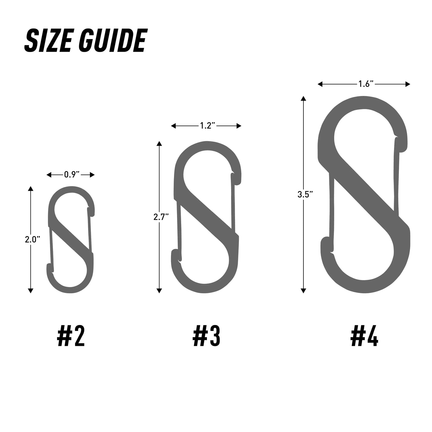Nite Ize Pack 3 S-biner® Aluminum Dual Carabiner #2, #3, #4. Colors.
