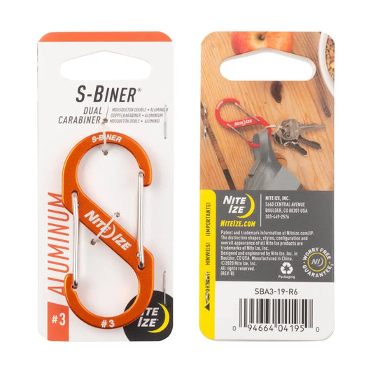 Nite Ize S-biner® Aluminum Dual Carabiner Orange #3 USA.