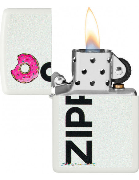 Zippo Blanco Diseño Rosquilla Mordida, 100% U S A