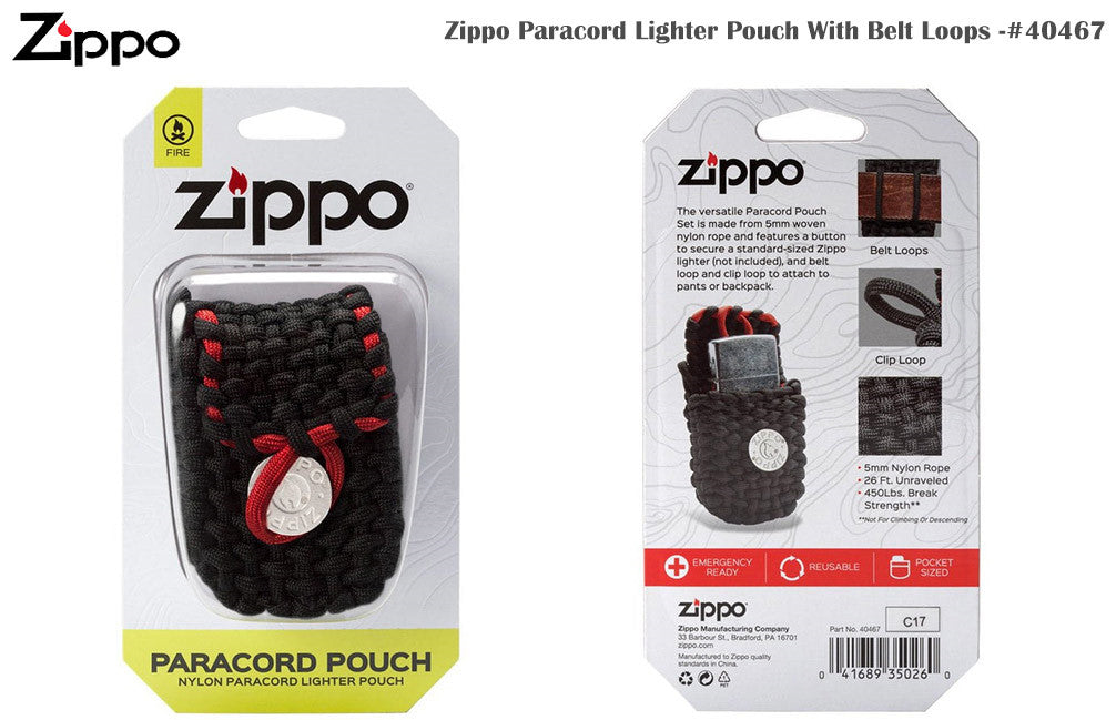 Funda Zippo Naylon Paracord Con Presilla Cinturon U S A
